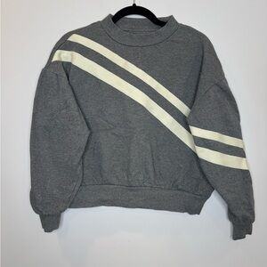 Wesley Gray White asymmetrical cropped Sweatshirt size XS